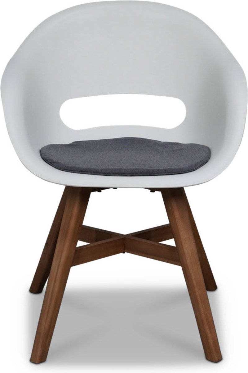 Denza Furniture Cork/Karlstad wit dining tuinset 5-delig | hardhout + staal | 135cm ronde tuintafel | 4 personen