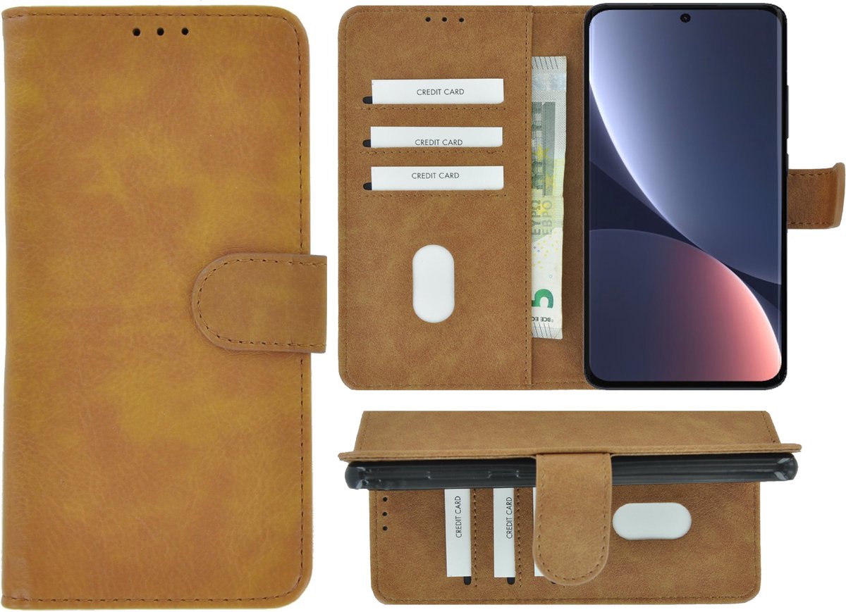 MoDo hoesje Geschikt voor Xiaomi 12/ 12X - Kunstleer Book Case - Bruin