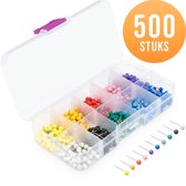 Punaises voor prikbord of memobord - set van 500 stuks pushpins in 10 kleuren