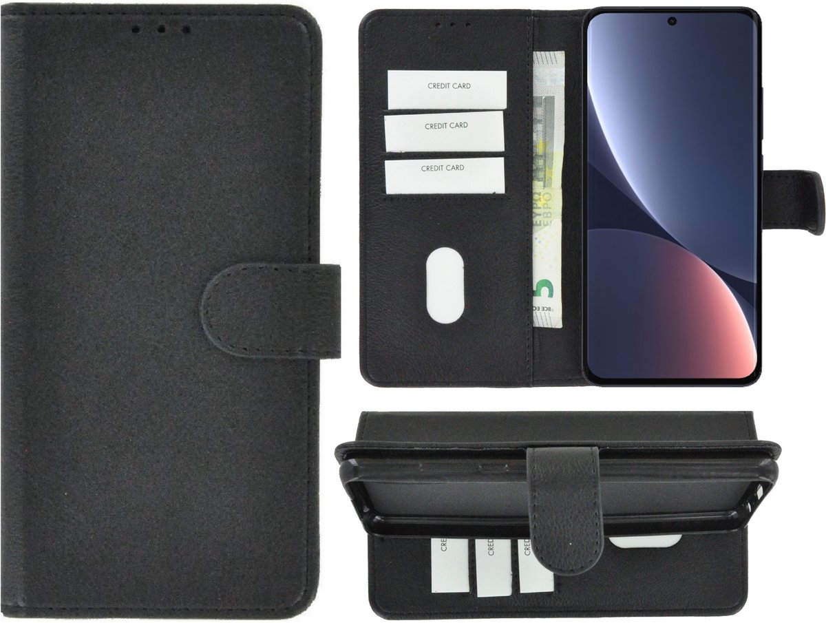MoDo hoesje Geschikt voor Xiaomi 12 Pro - Kunstleer Book Case - Zwart