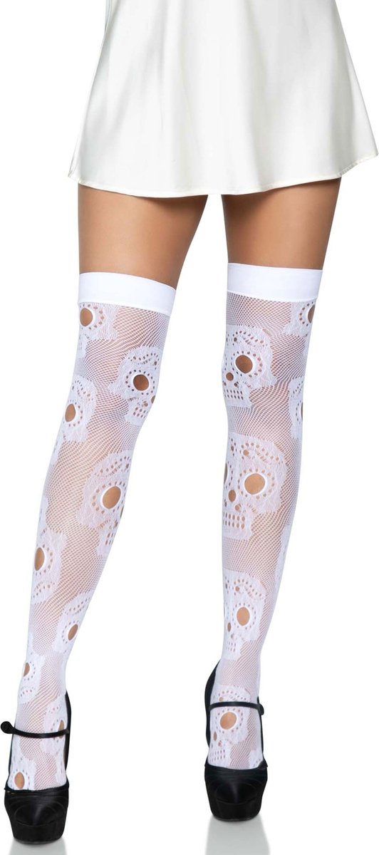 Sugar skull net thigh highs