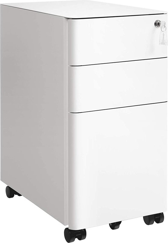 SONGMICS Verrijdbare Archiefkast Met Slot En Wielen, Voor Documenten In Din A4 Legal En Letter Formaat Met Hangmap Industriele Stijl Vintage Bruin Zwart Ofc110b01