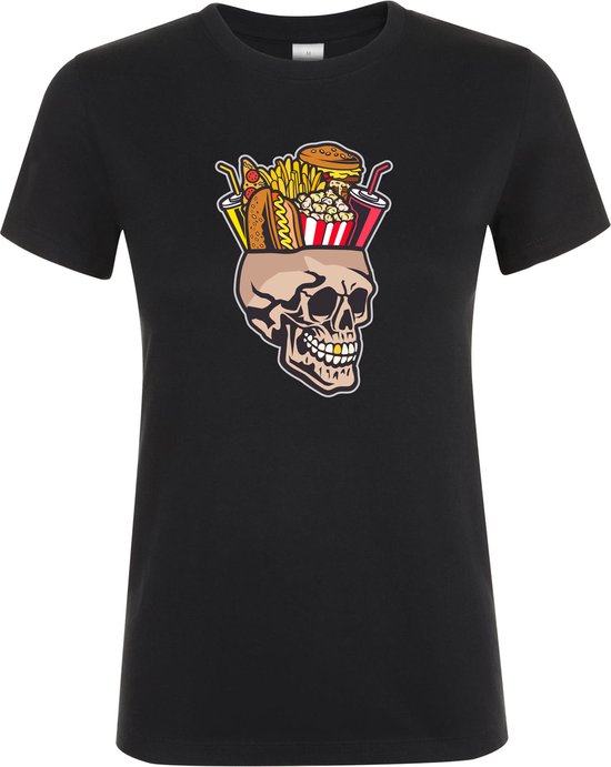 Klere-Zooi - Junk Food Skull - Dames T-Shirt - XXL