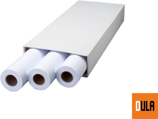 DULA - Plotterpapier - inkjetpapier - 610mm x 50m - 90 gram - 3 rollen - A1  oversize... | bol.com