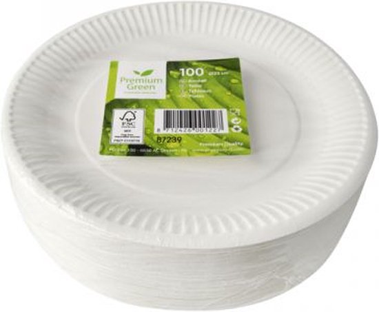 100 Assiettes carton biodégradables 23 cm