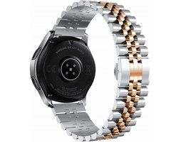Strap-it Smartwatch bandje 20mm - Luxe Jubilee stalen horlogeband geschikt voor Polar Ignite / Ignite 2 / Ignite 3 / Unite / Pacer - Amazfit GTS 1-2-3-4 / Bip / Bip U Pro / Bip S / Amazfit GTR 42mm - zilver/rosé goud