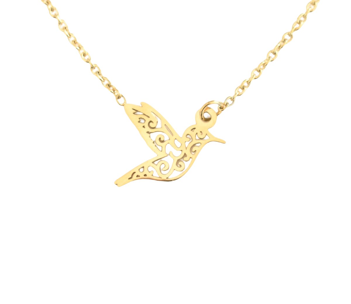 Ketting goud met vogel - Halsketting met kolibrie goud verguld - met Cadeauverpakking van Sophie Siero