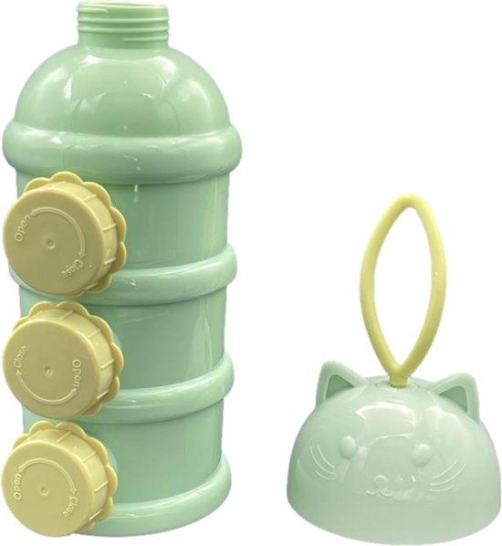 HSXL - Melkpoeder Doseerdoosjes - Melkpoeder Toren - BPA Vrij - 3 Compartimenten - Groen - Kraamcadeau - Bewaarbakjes Babyvoeding - Dispenser - Poedertoren - Melkpoeder Bewaardoos - Babyvoeding Bewaarbox - Reisbox van H&S — afbeelding 3