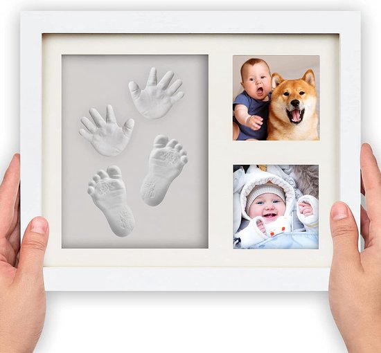 Baby Fotolijsten - Baby Art - Klei Afdruk Baby Voet en Hand - Babyshower - Wit