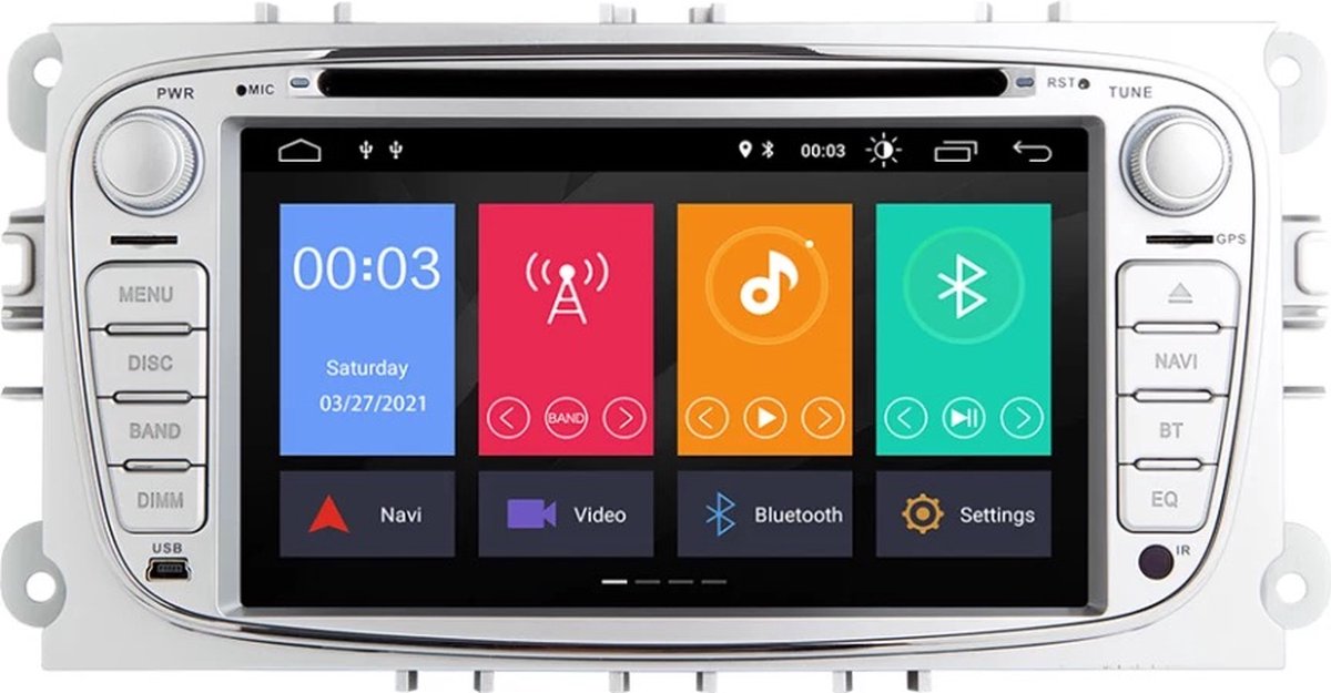 CarPlay Ford Focus S-Max Mondeo Galaxy C-Max Kuga Android 10 navigatie DVD speler Bluetooth USB WiFi  ZILVER - Merkloos