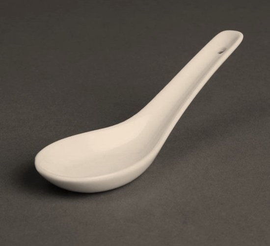 Amuse rijst lepel ecru poselein 13cm emro - 6 stuks.