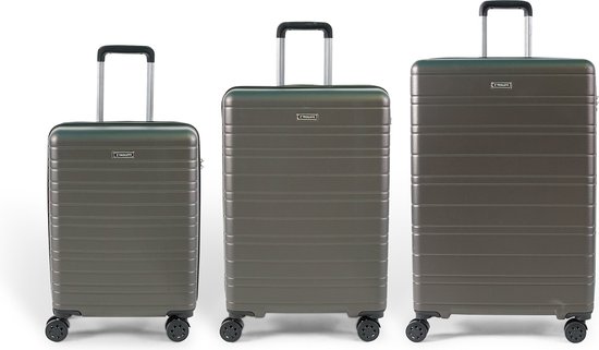 ©TROLLEYZ – Amsterdam No.9 – Kofferset 3 delig – 55cm+69cm+78cm met TSA slot – Dubbele wielen – 360° spinners – 100% ABS – Reiskoffers in Cloudy Grey