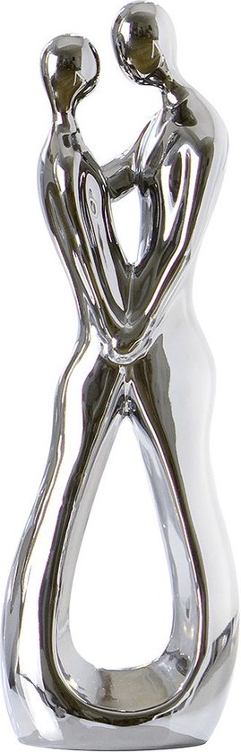 Beeld Liefde - beeld geliefden - beeld man vrouw - Zilver - Decoratie figuren - Keramiek - Hoogte 30 cm