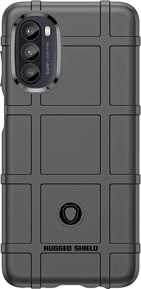 MobyDefend Hoesje - Geschikt voor Motorola Moto G82 - Rugged Shield TPU Backcover - Zwart