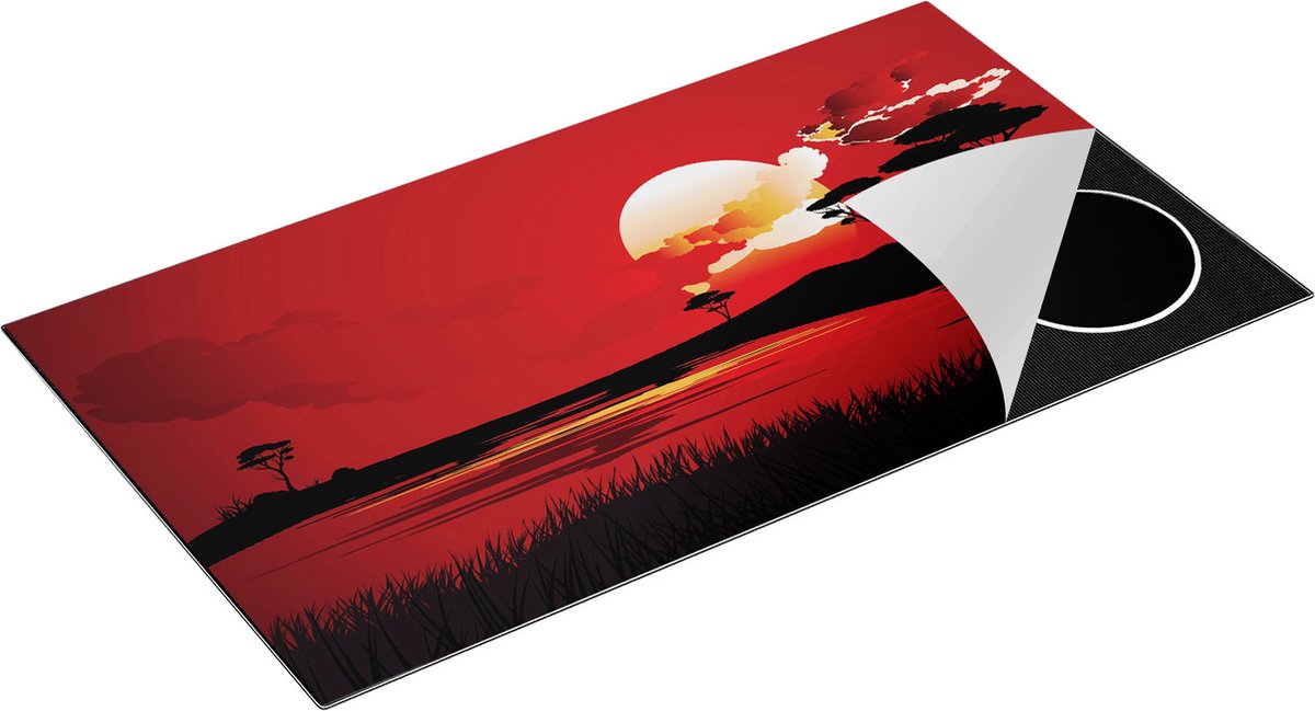 Chefcare Inductie Beschermer Rode Zonsondergang in de Savanne - Abstract - 95x50 cm - Afdekplaat Inductie - Kookplaat Beschermer - Inductie Mat