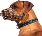 Sharon-B Muilkorf hond - Camo bruin - Maat L - Snuitomtrek 30 tot 34 cm - Verstelbaar