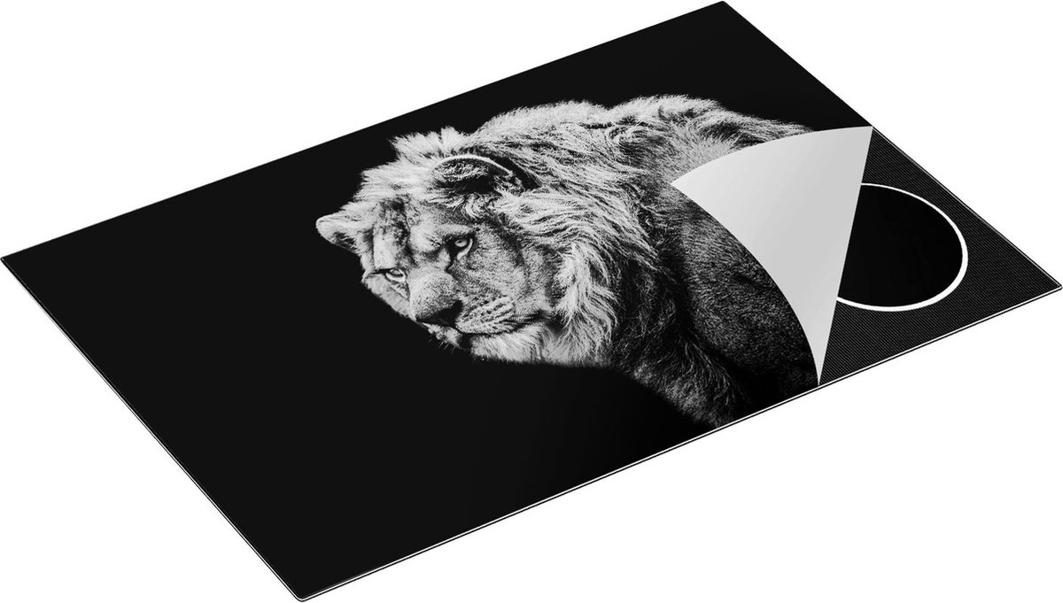Chefcare Inductie Beschermer Leeuw - Zwart Wit - 80,2x52,2 cm - Afdekplaat Inductie - Kookplaat Beschermer - Inductie Mat