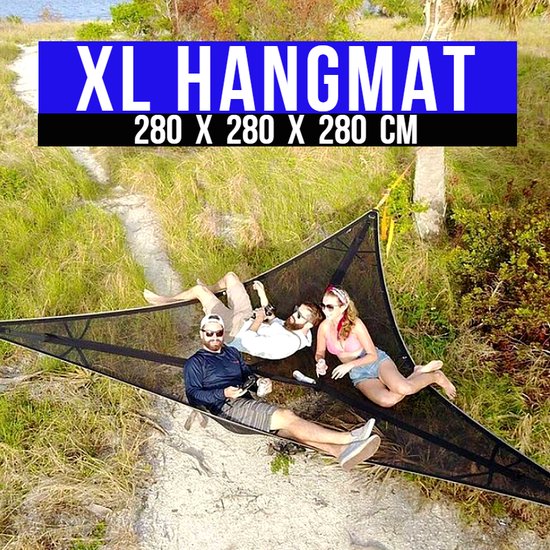 Allernieuwste Hamac de Luxe Driehoek Groot XL Hamac de Camping 3 Personnes  - Zwart -... | bol.com