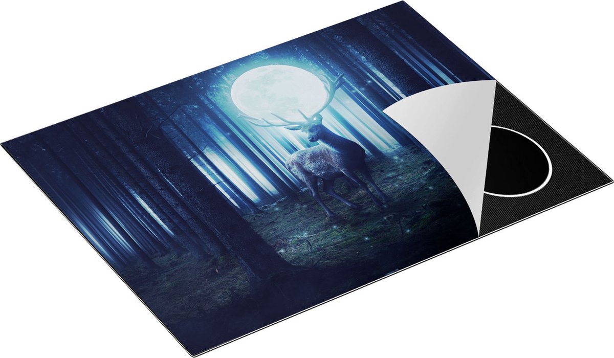 Chefcare Inductie Beschermer Hert in het Bos tijdens Volle Maan - 70x55 cm - Afdekplaat Inductie - Kookplaat Beschermer - Inductie Mat