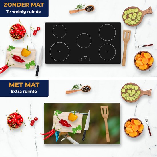 Chefcare Inductie Beschermer Blauwe IJsvogel op een Tak - 95x50 cm - Afdekplaat Inductie - Kookplaat Beschermer - Inductie Mat