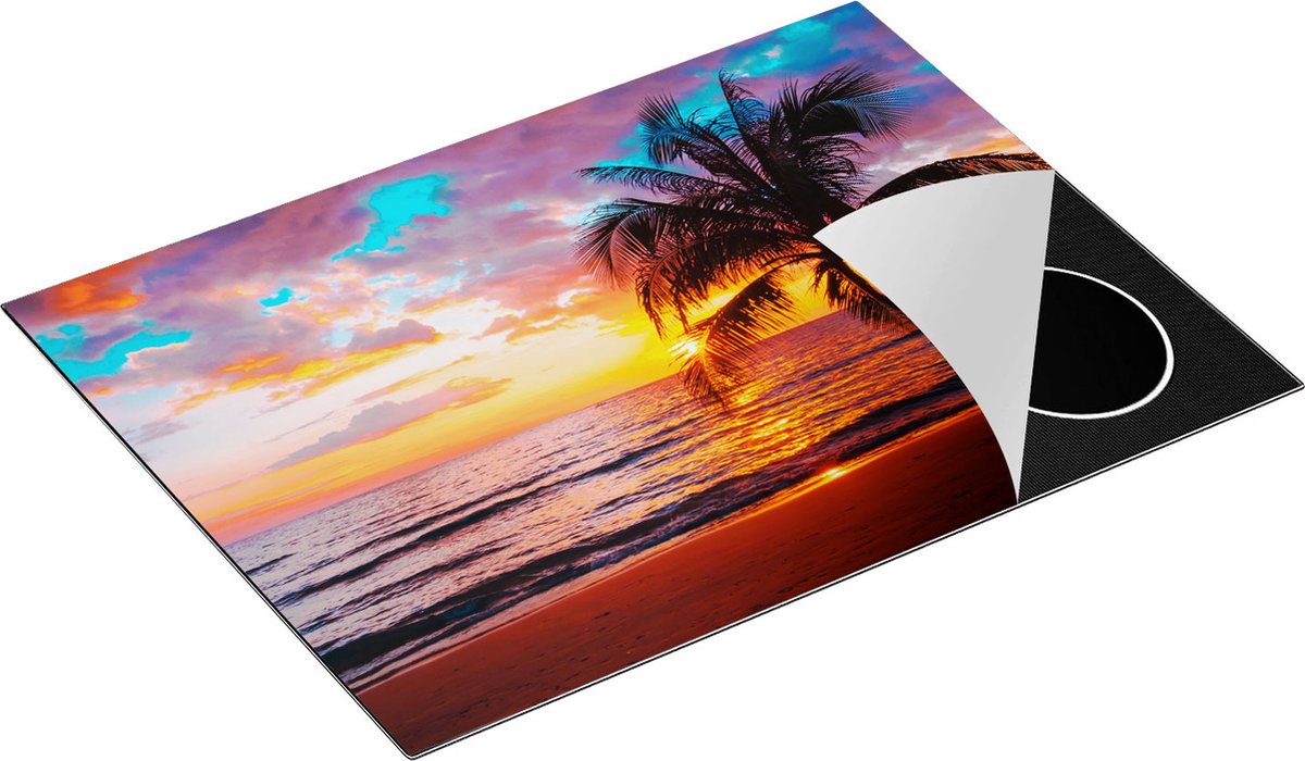 Chefcare Inductie Beschermer Tropisch Strand tijdens Zonsondergang - 70x50 cm - Afdekplaat Inductie - Kookplaat Beschermer - Inductie Mat