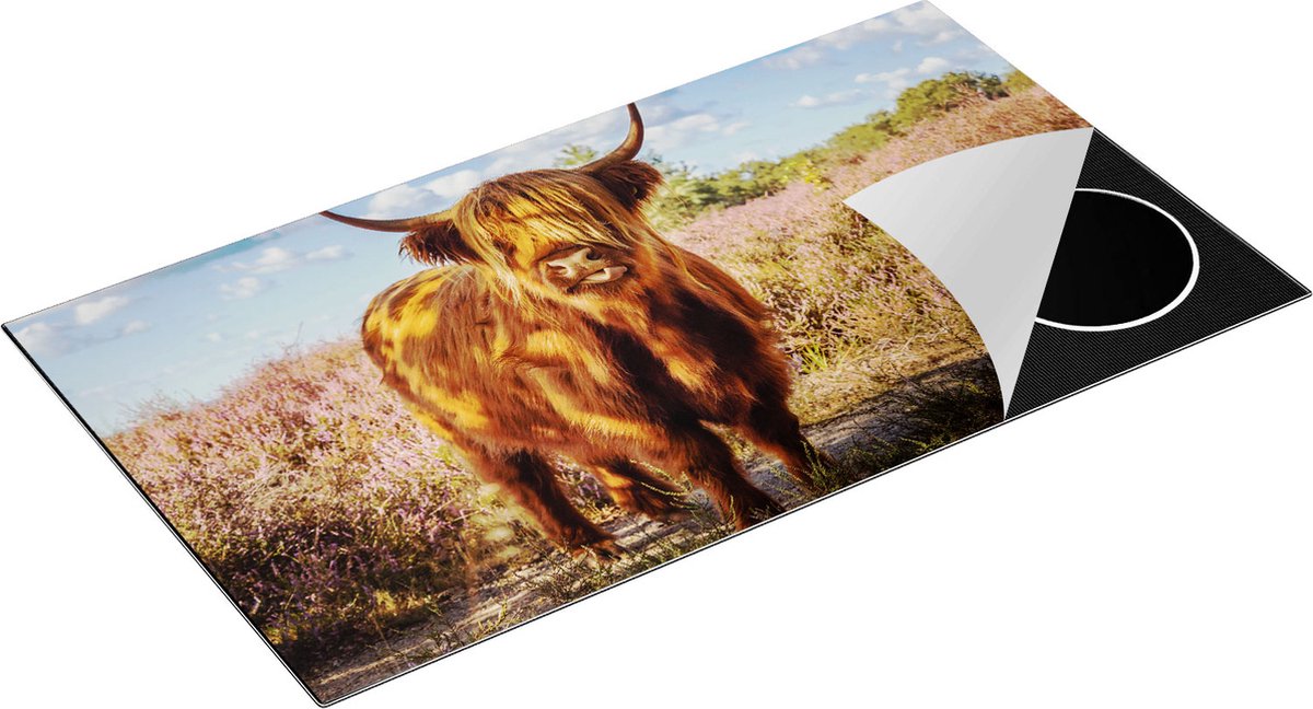 Chefcare Inductie Beschermer Schotse Hooglander Koe in de Wei - 95x55 cm - Afdekplaat Inductie - Kookplaat Beschermer - Inductie Mat