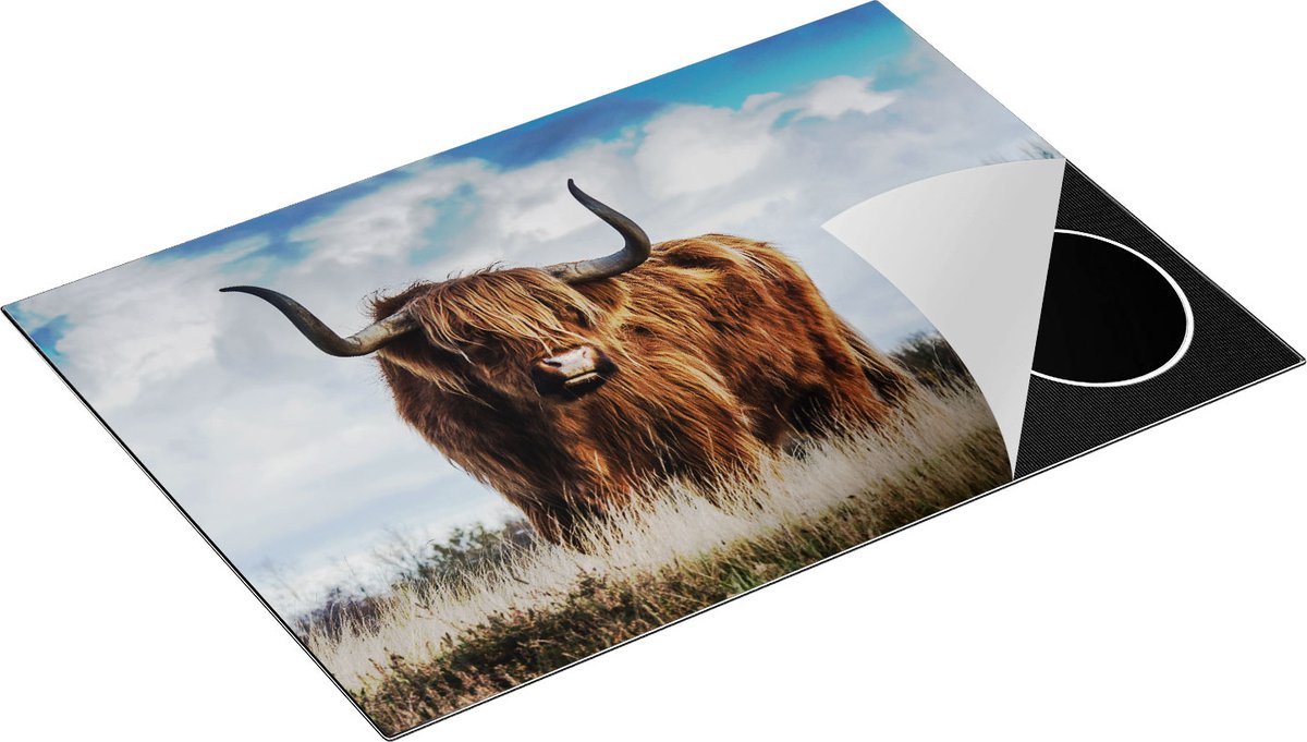 Chefcare Inductie Beschermer Schotse Hooglander Koe - Kleur - 75x52 cm - Afdekplaat Inductie - Kookplaat Beschermer - Inductie Mat