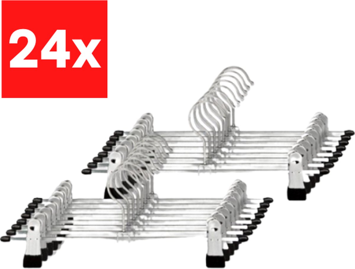 Lot De 10 Cintres Pantalons 30cm Avec Clips Antidérapants Réglables - Métal Crochet 360°