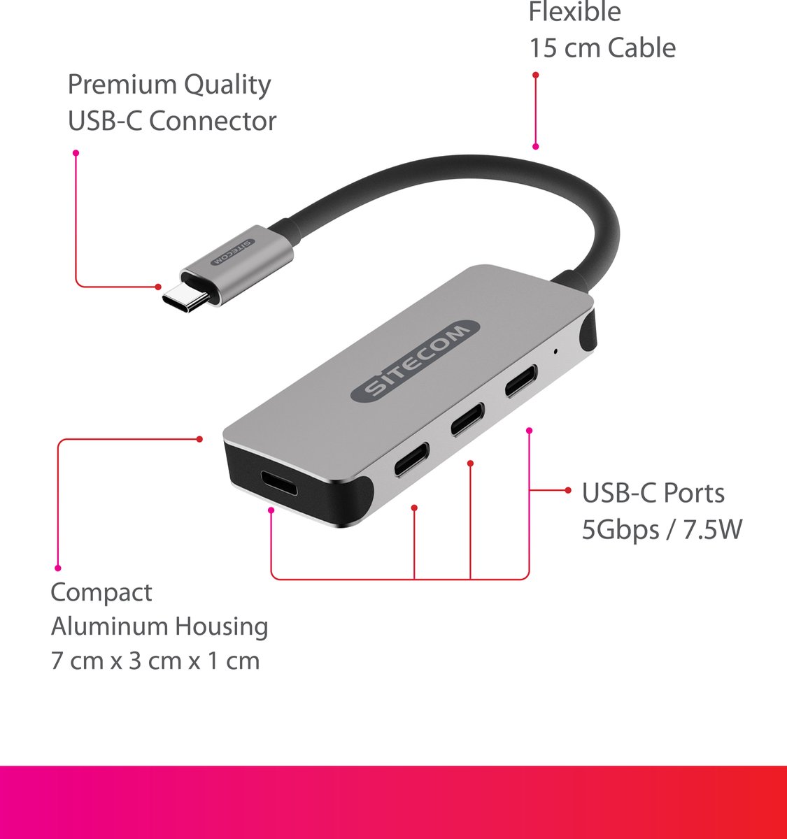 Sitecom CN-385 Hub USB-C 5Gbps 4P | bol.com