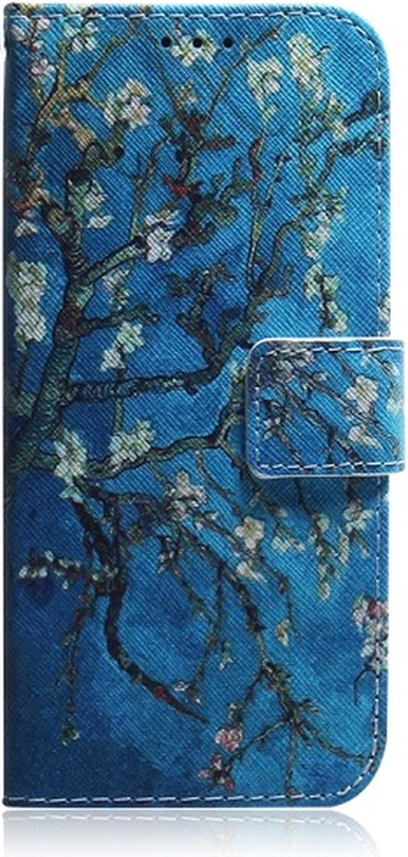 Blauw bloemen book case hoesje Motorola Moto G22 / E32 / E32s