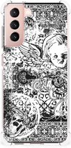 GSM Hoesje Geschikt voor Samsung Galaxy S21 FE Doorzichtige Silicone Hoesje met transparante rand Skulls Angel