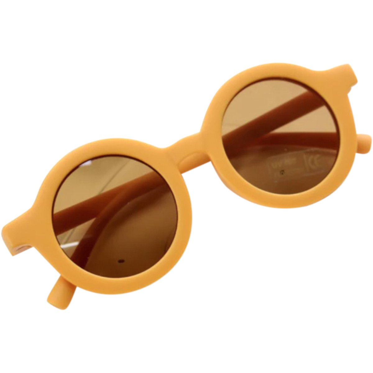 Maesy - kinderzonnebril Vinny - zonnebril voor kinderen - peuters - jongens en meisjes - UV400 bescherming - hippe retro bril rond - baby oker geel