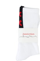 Sokken Amsterdam - 3 Kruisen Sok -Wit - Sportsokken - Vrije tijdsokken - Verpakt in Geschenkdoos - Kado voor mannen