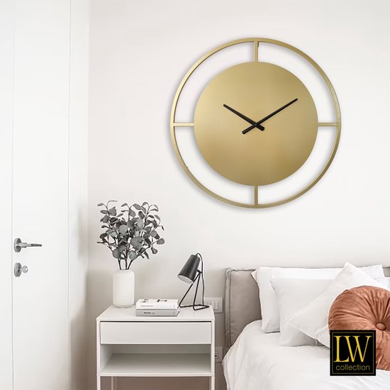 Moderne geruisloze aluminium wandklok 30 cm diameter zonder tikkende geluiden, voor de woonkamer, slaapkamer en kantoor (goud aluminium