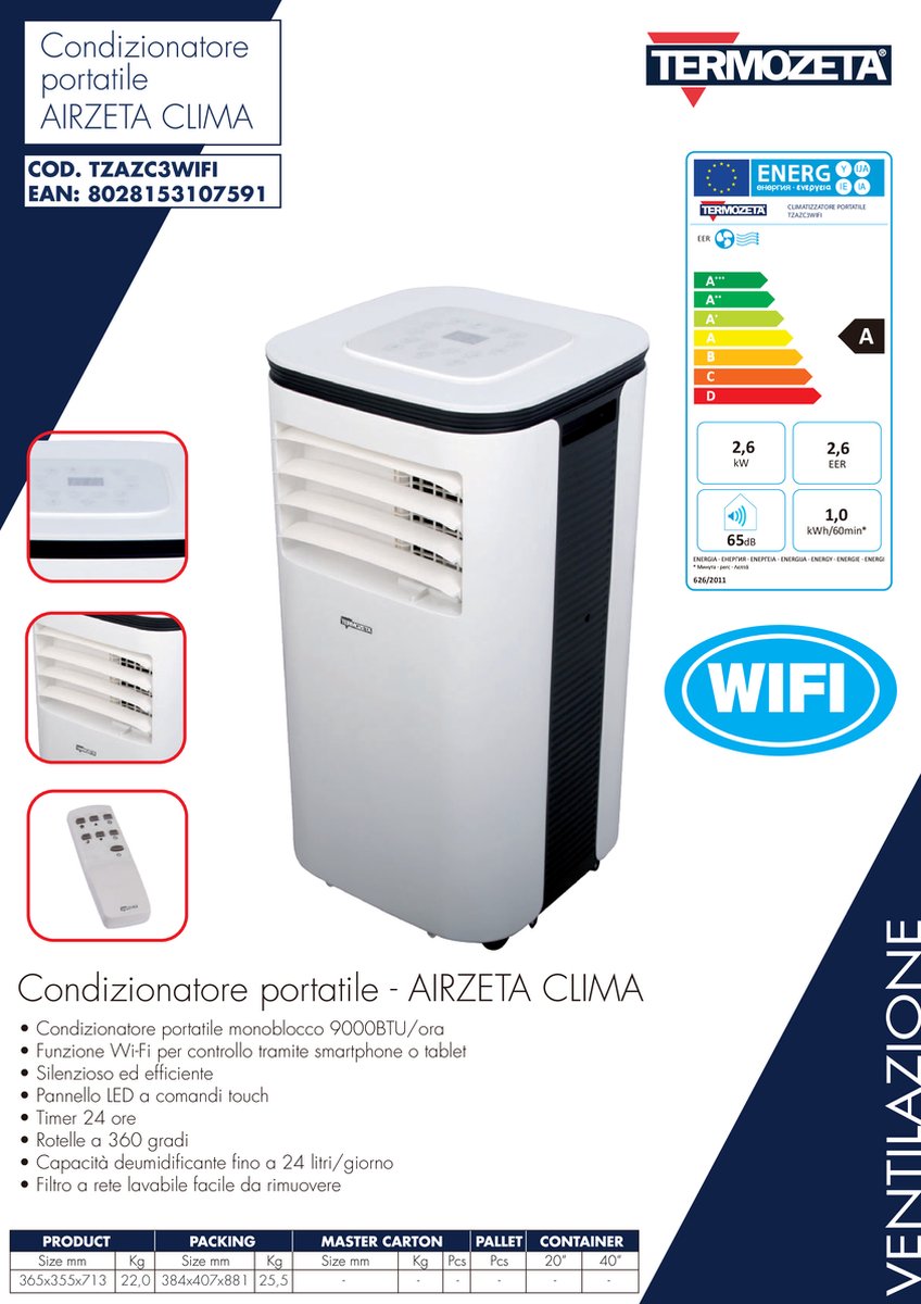 Afbeelding 2 van Termozeta - Airzeta Clima C3 WiFi - Airconditioner -