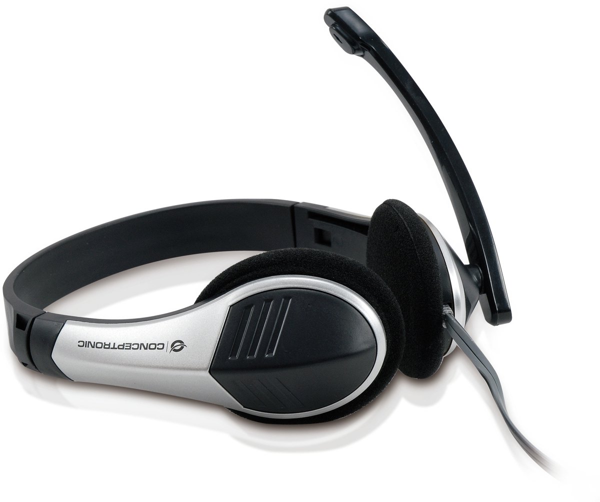 Conceptronic CCHATSTAR2_V2 Bedraad Hoofdband Kantoor/callcenter Zwart, Zilver