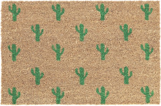 Relaxdays coco - cactus - 60 x 40 cm - imprimé coco mat - antidérapant - intérieur extérieur