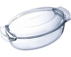 Plat à Four Pyrex Classic Ovale - Comprend Couvercle - Verre Borosilicate - 5,8 litres - Transparent