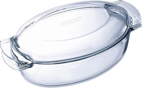 Plat à Four Pyrex Classic Ovale - Comprend Couvercle - Verre Borosilicate - 5,8 litres - Transparent