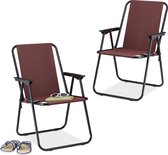 Lot de 2 chaises de camping pliantes Relaxdays - chaise pliante 100 kg - chaise de pêche avec accoudoirs - rouge