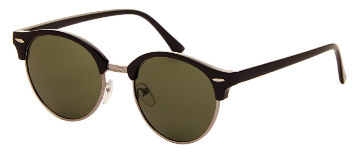 Hidzo Volwassen Half Frame Zonnebril Zwart - UV 400 - Groene Glazen