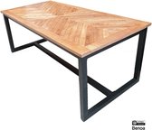 Table à manger rectangulaire en bois de manguier à chevrons 160 cm - Jax