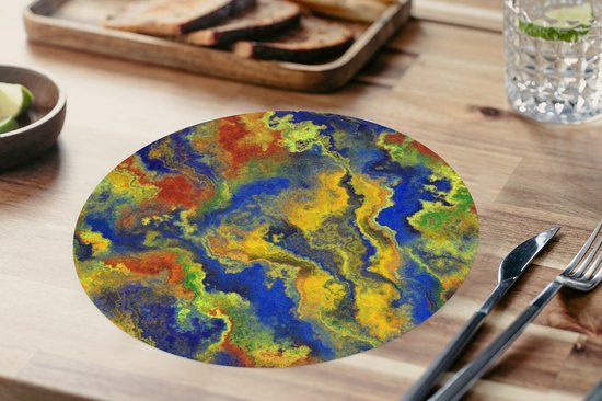 Sets de table ronds - Dessous de verre - Napperons ronds - Abstrait - Motifs - Peinture - 6 pièces