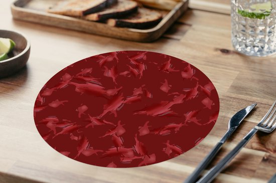 Sets de table ronds - Dessous de plat - Sets de table ronds - Motifs - Rouge - Camouflage - 8 pièces