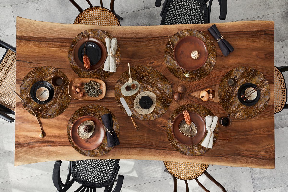 Ronde placemats - Onderlegger - Placemats rond - Graniet print - Luxe - Patronen - 10 stuks