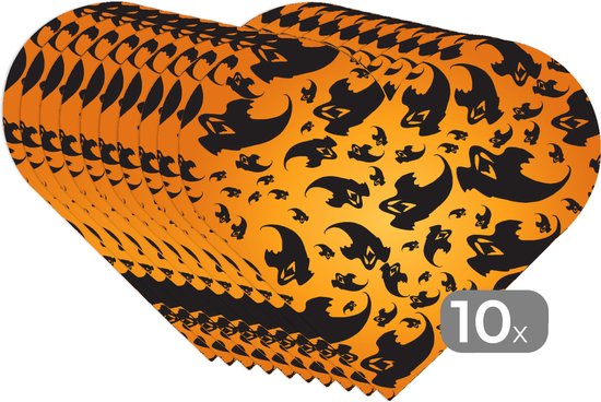 Napperons de table - Sets de table - Napperons coeur - Halloween - Oranje - Motifs - 10 pièces