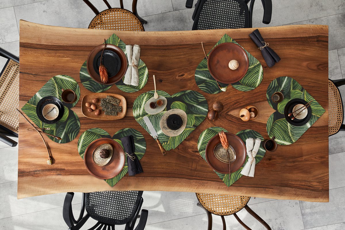 Onderleggers - Placemats - Placemats hartje - Bladeren - Planten - Natuur - 10 stuks