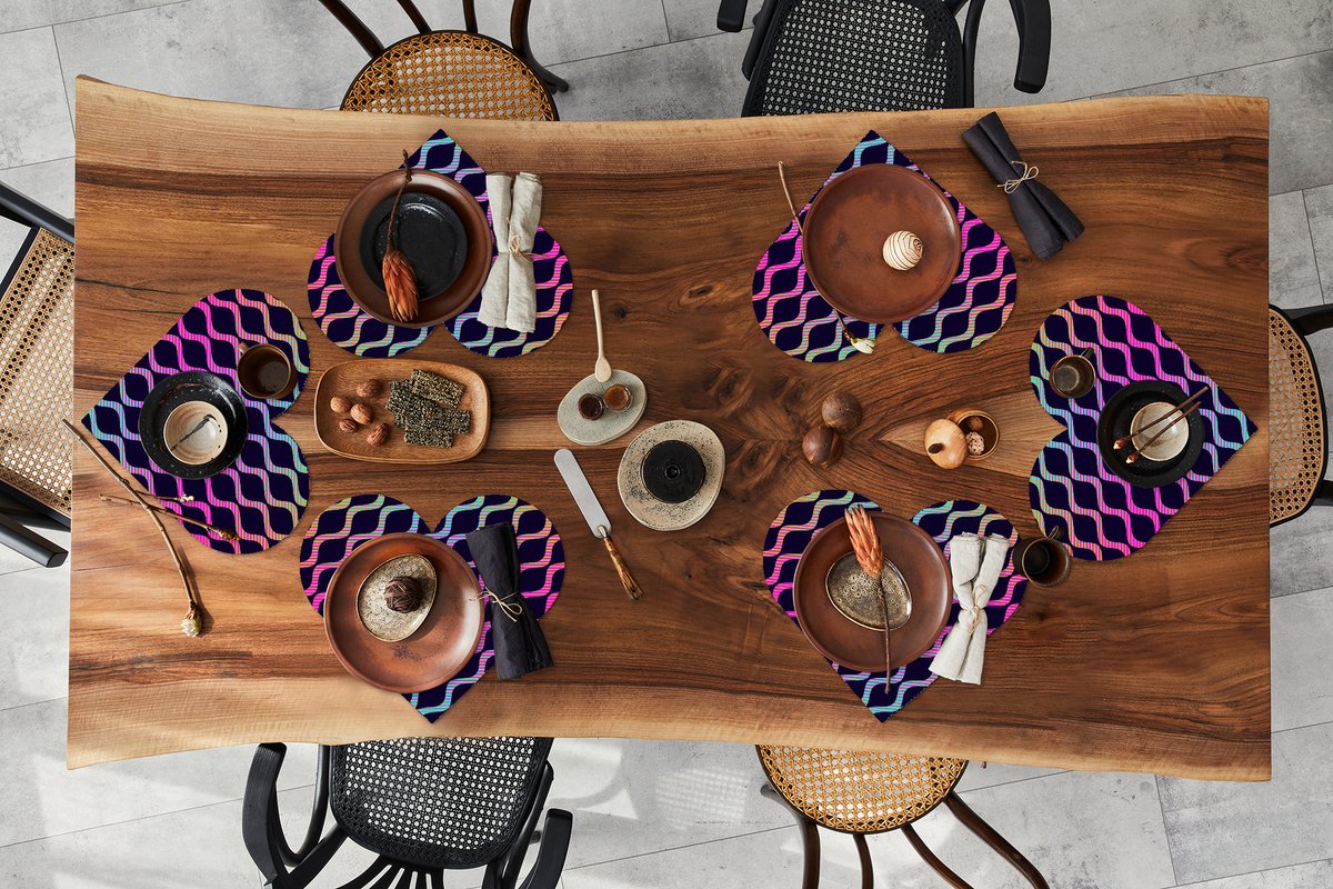 Onderleggers - Placemats - Placemats hartje - Design - Abstract - Neon - 6 stuks