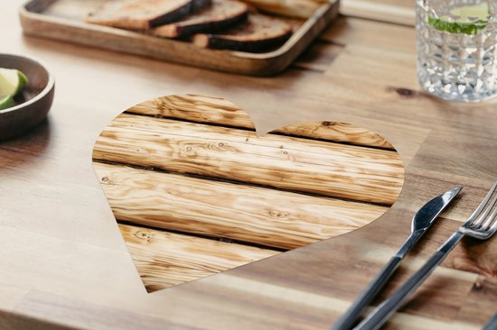 Sous-verres - Napperons de table - Napperons de table coeur - Vintage - Bois - Planche - Design - 6 pièces