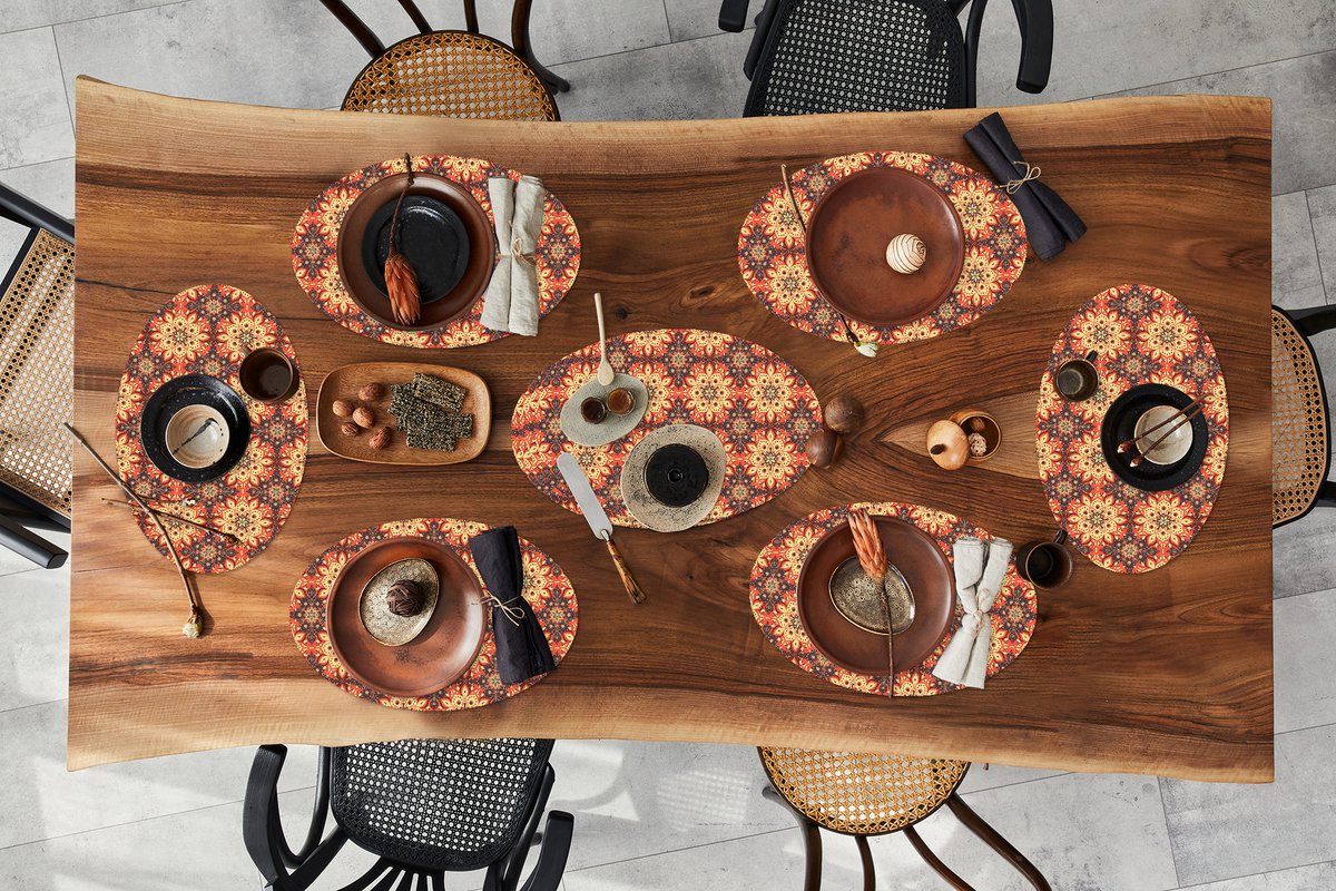 Placemats ovaal - Onderleggers - Ovale placemats - Mandala - Bohemian - Design - 10 stuks
